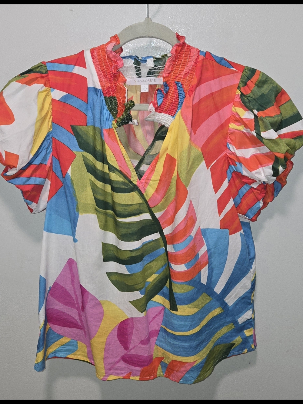 Sugarlips Colorful Tropical Leaf Mix Blouse